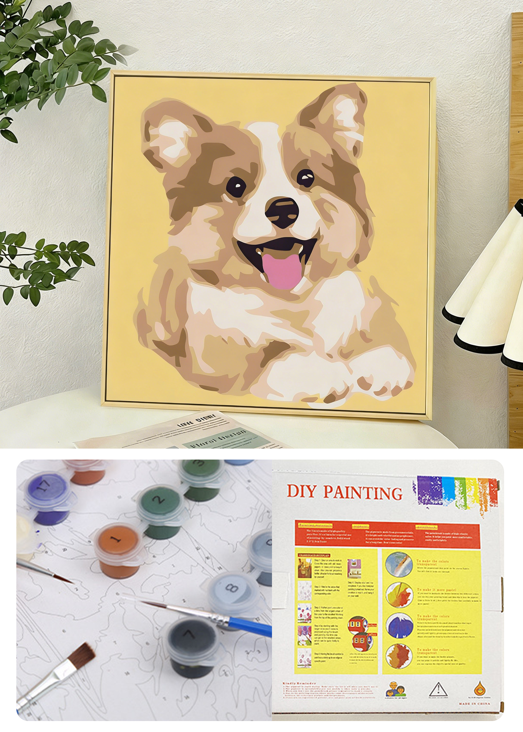 Hand-Painted Style DIY Paint by Numbers Animal Art